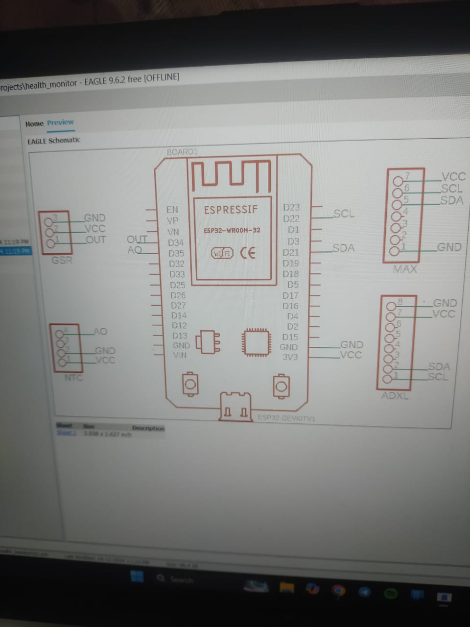 Early wearable schematic in EAGLE